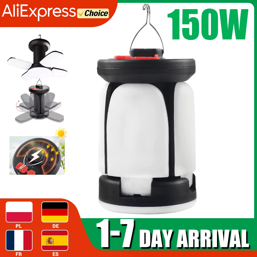 Éclairage extérieur LED feuille lampe de Camping accroché d'urgence solaire USB Rechargeable tente