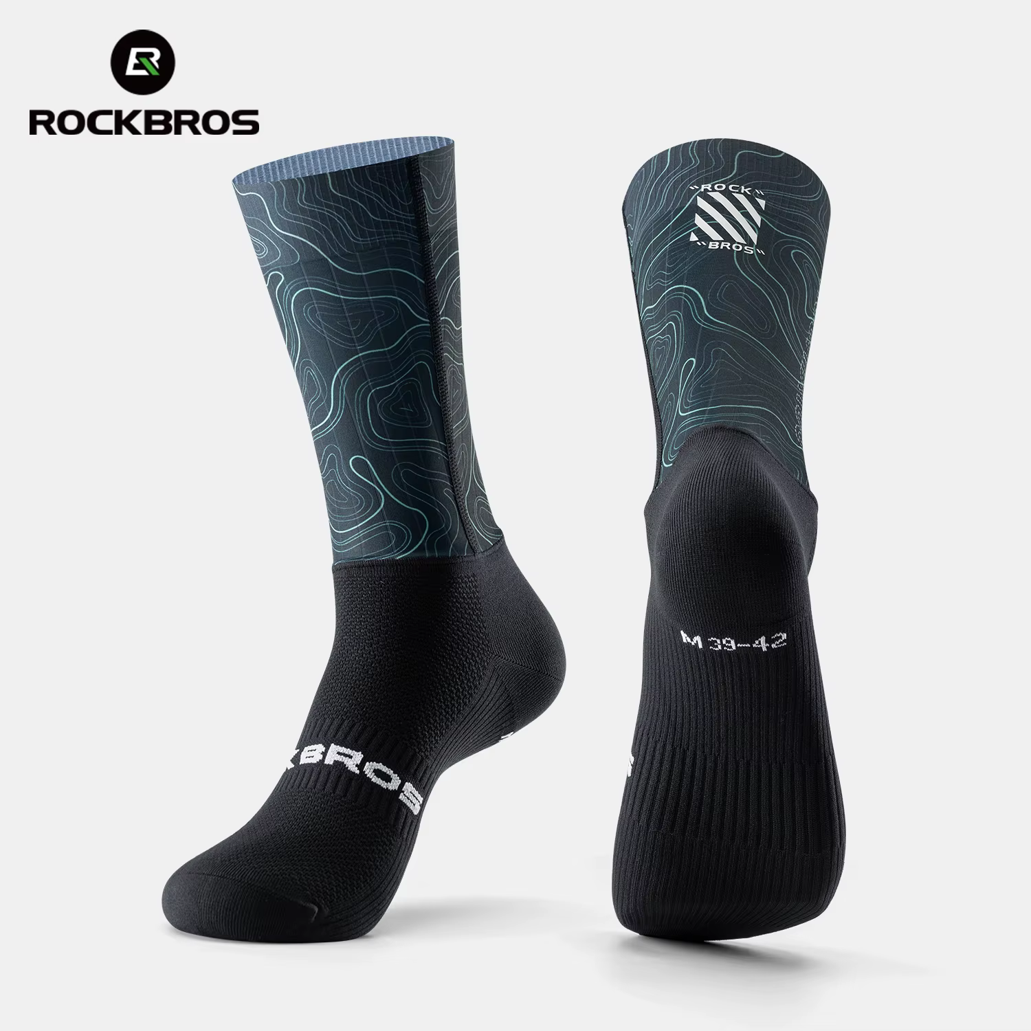 Chaussettes de cyclisme ROCKBROS respirantes, absorbant les chocs, chaussettes de compression aérodynamiques pour le cyclisme, coupe 3D, chaussettes de cyclisme hautement élastiques