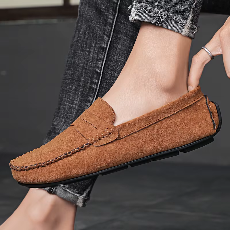 Mode daim hommes chaussures décontractées respirant confort sans lacet hommes chaussures de conduite marque de luxe hommes mocassins hommes paresseux chaussures mocassins