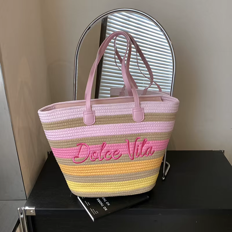 Sac fourre-tout en paille grande capacité