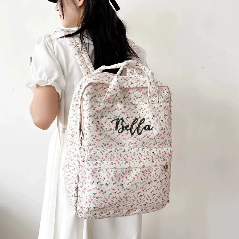 Petit sac à dos floral d'art littéraire personnalisé – Style académie japonaise