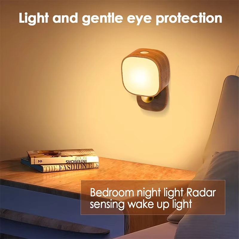 Lampes murales de chevet à chargement sans fil, veilleuse en bois, Portable, créatif, interrupteur tactile magnétique, lumières murales intelligentes pour le corps humain