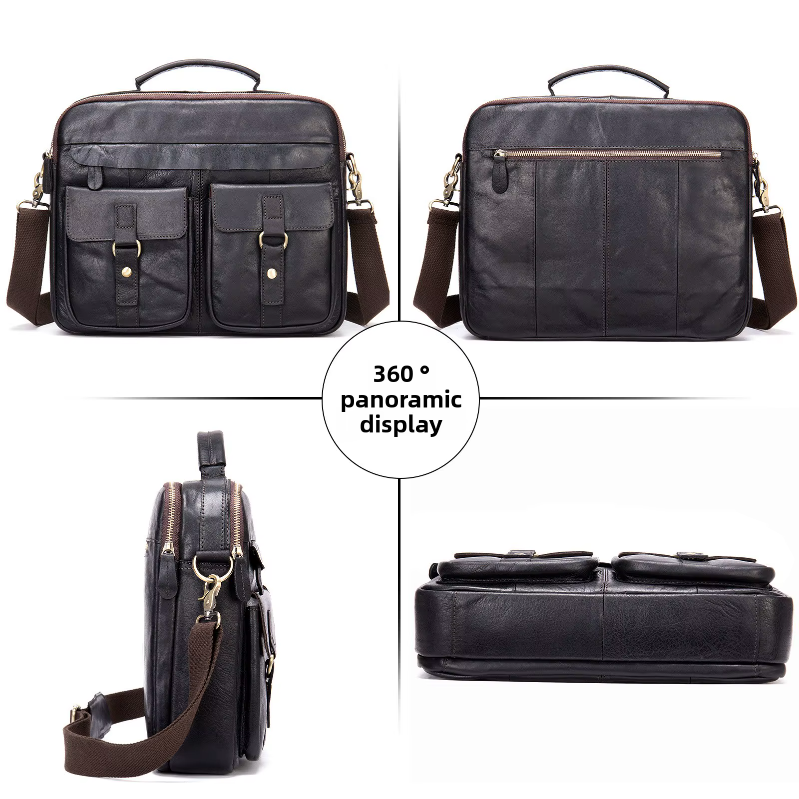 Sac à main en cuir Crazy Horse pour homme