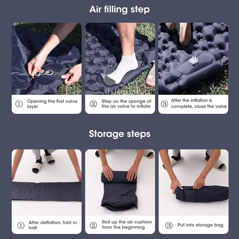Matelas gonflable de camping en plein air avec oreillers