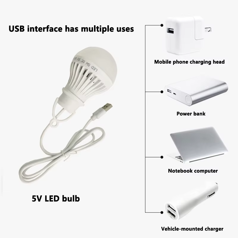 3W 5W 7W USB lampe ampoule Portable Camping lanterne