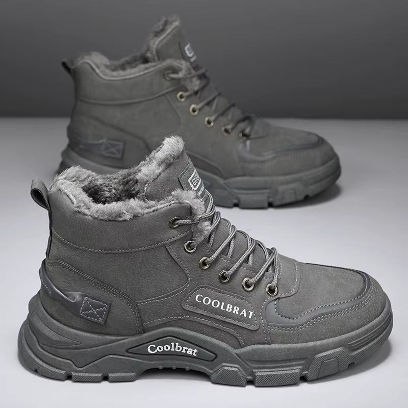 Bottes pour hommes : bottines de ski classiques élégantes pour randonnée en plein air, alpinisme et voyage, bottes de neige épaisses doublées de polaire