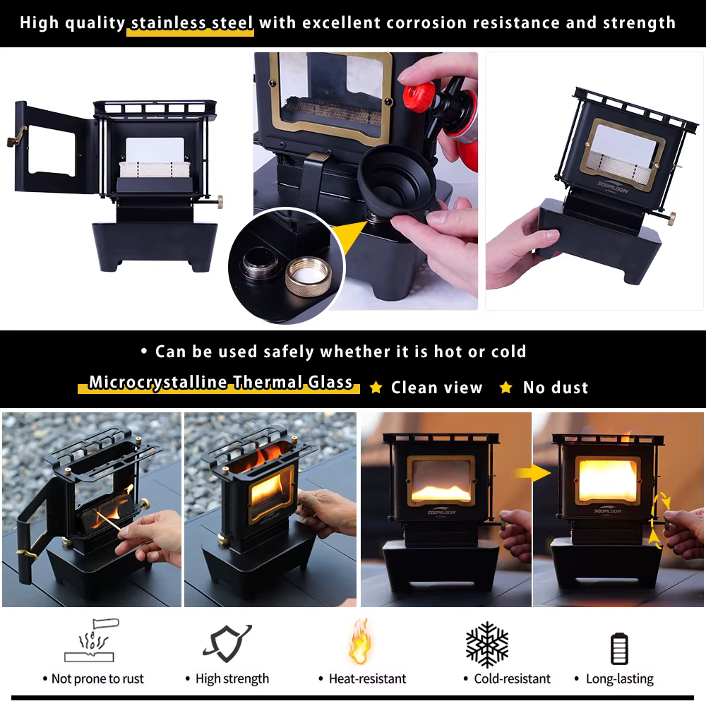 Soomloom rétro firedance huile lampe poêle multi-usages en plein air Portable Camping lanterne émotion lumières brûleur