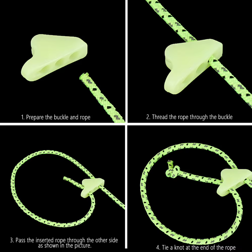 Boucle lumineuse pour corde de tente de camping en extérieur