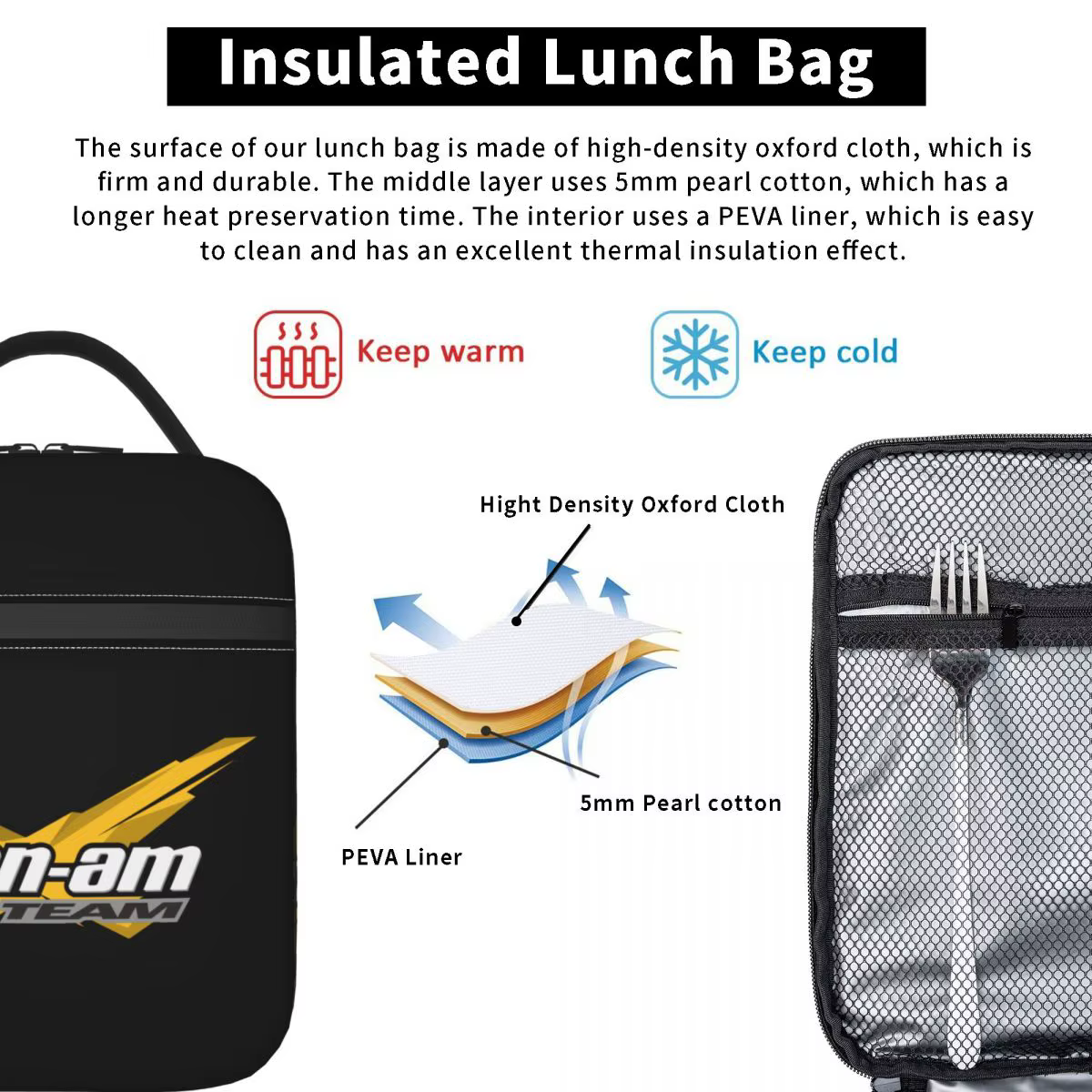 Can Am sac à déjeuner isolé pour femmes Portable BRP moto refroidisseur thermique déjeuner fourre-tout bureau travail école