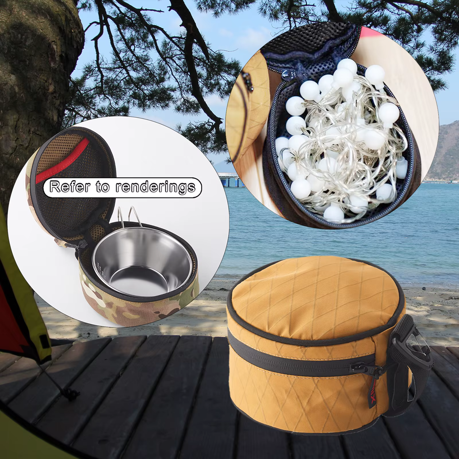 Sac de rangement extérieur pour cuisine, grand sac de batterie de cuisine