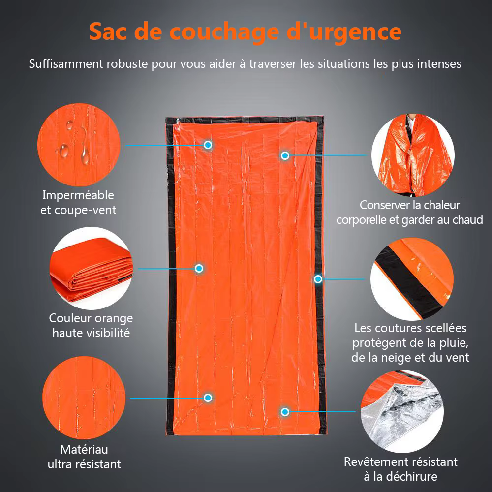 Sac de couchage de survie d'urgence en plein air