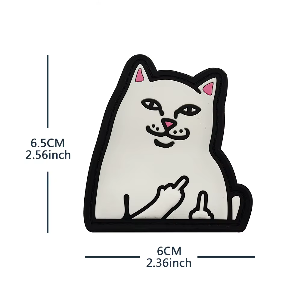 Nouveaux accessoires de sac d'extérieur: Badge de chat satirique Graffiti chat 3D PVC magique bricolage sac autocollants sac à dos Patch à crochet et boucle