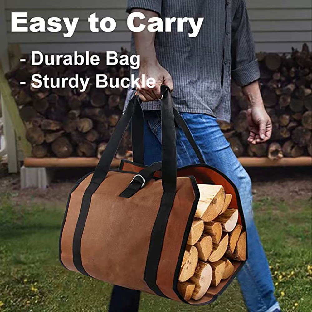 Sac de rangement portable et durable pour bois de chauffage