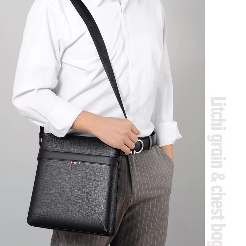 Sac à bandoulière en cuir véritable pour homme, sac messager décontracté en cuir de vachette, sac à main pour homme