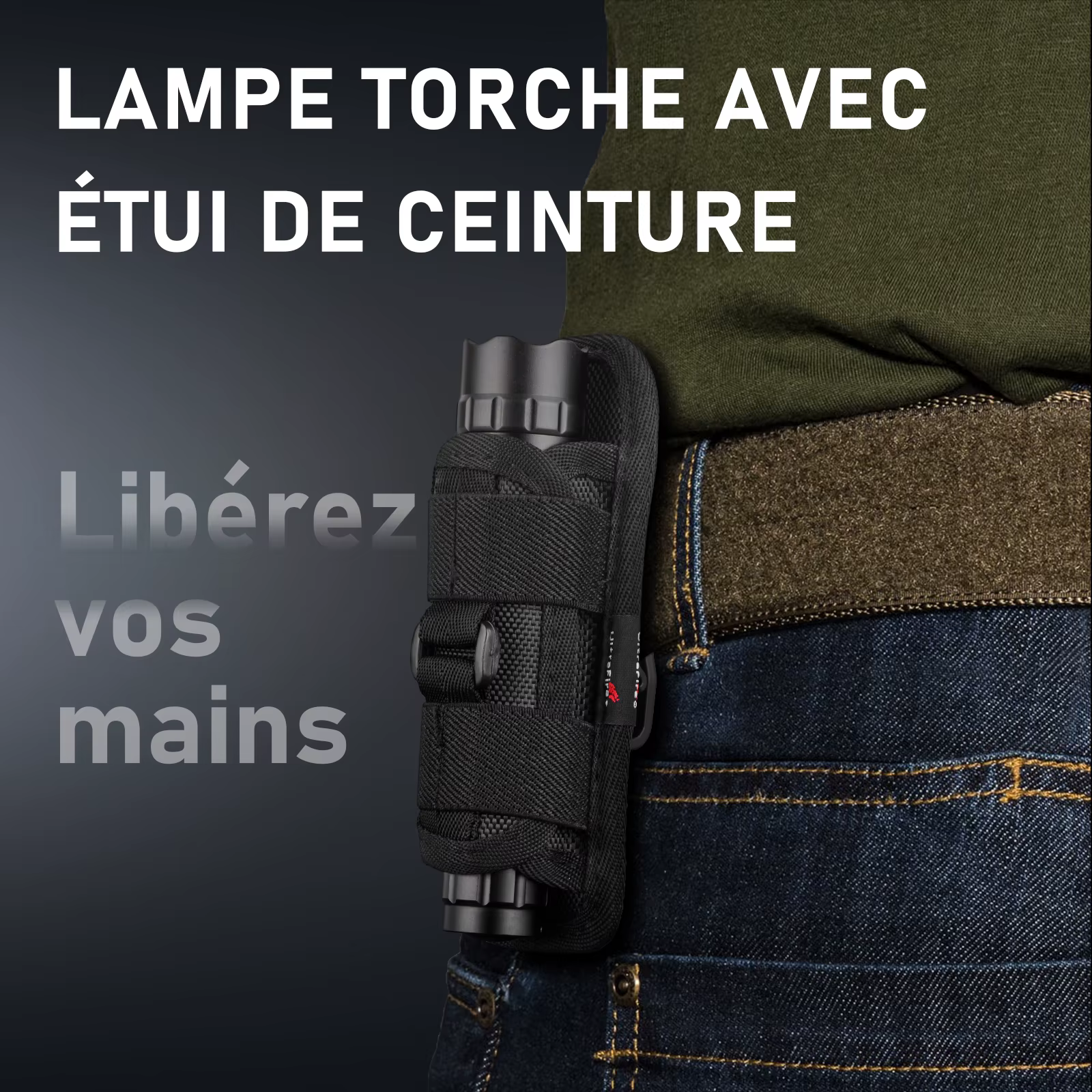 Lampe torche tactique UltraFire WF-501BX avec étui, puissante lampe torche LED de police de 1 200 lumens, rechargeable par USB de type C, pour les urgences quotidiennes