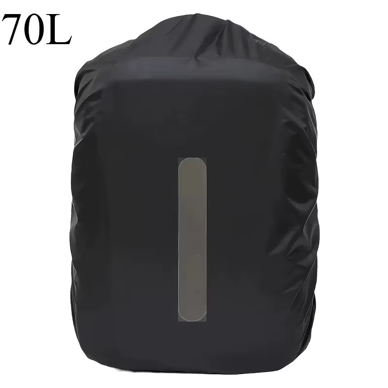Sac à dos pliable noir 20-70L avec bande réfléchissante