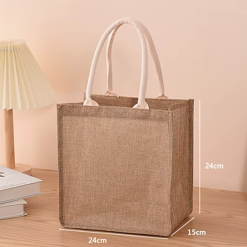 Sac à main en jute de coton peint à la main, sac en chanvre, sac en lin, sac à provisions, sac recouvert de film, sac à main imperméable