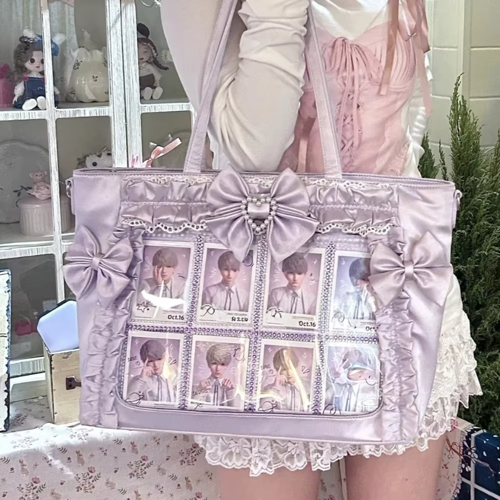 Nouveau sac à bandoulière Ulzzang Ita Bag pour fille, style doux et cool, avec nœud en dentelle et ruban, pour uniforme JK, sac fourre-tout portable Y2K pour exposition de bandes dessinées