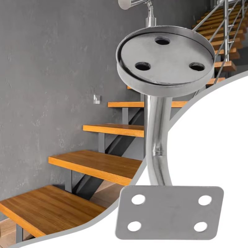 Supports de main courante d'escalier, 2 pièces, Support mural en acier inoxydable, Balustrade argentée pour outils de quincaillerie pour hôtels ménagers