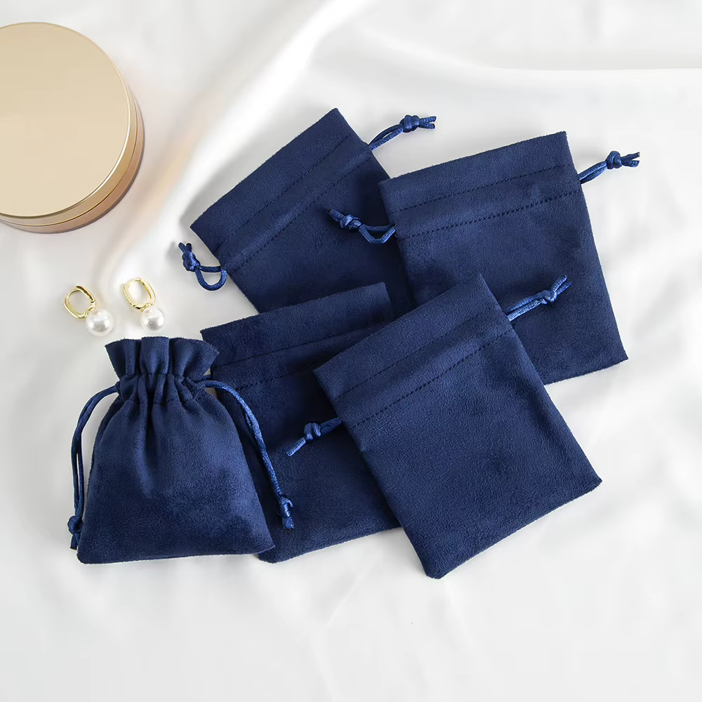 Sac Cadeau en Velours Bleu Marine