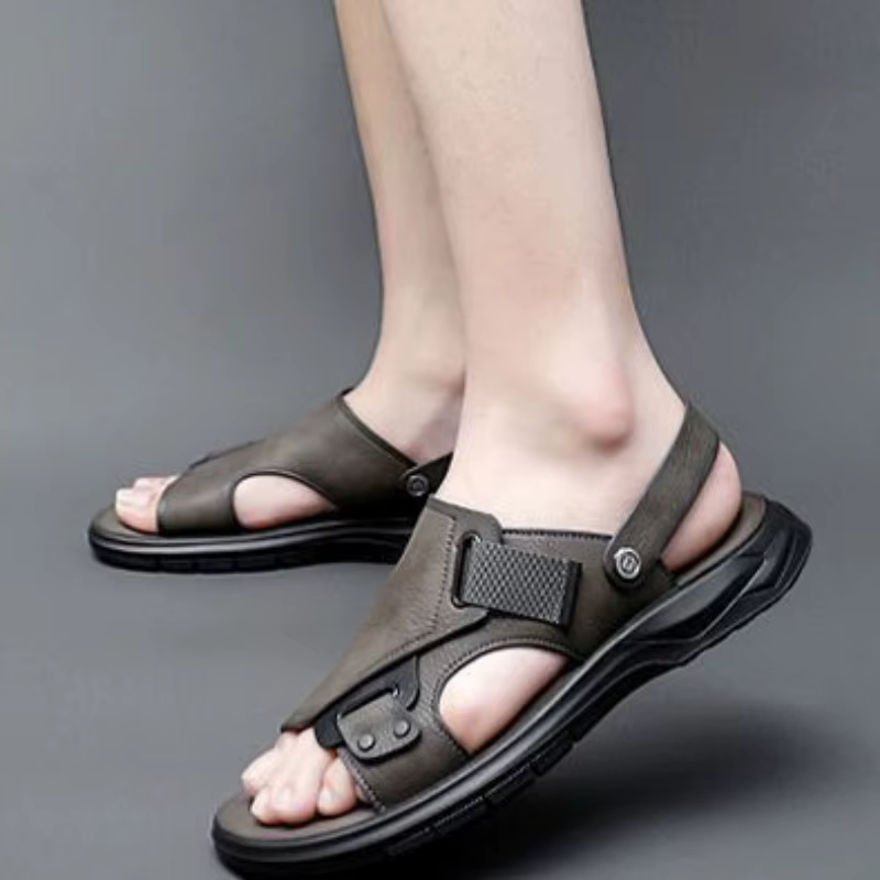 Pantoufles en cuir véritable pour hommes