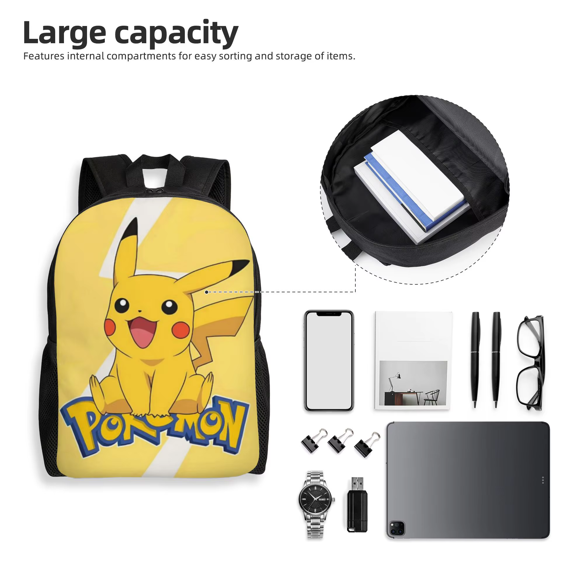 Sac à dos Bandai Pokémon Ita Bag Pikachu Mochila Kawaii Randonnée Rétro Lavable