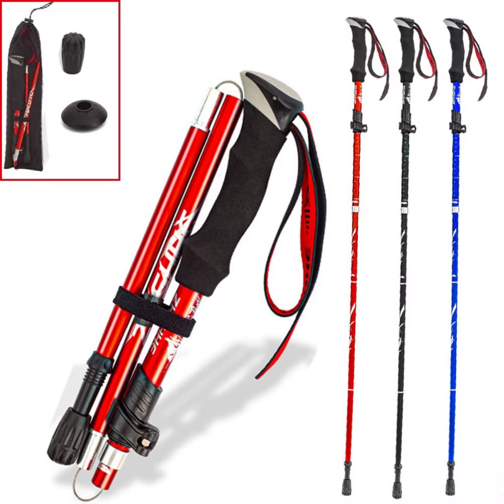 Bâton de randonnée pliable portable d'extérieur