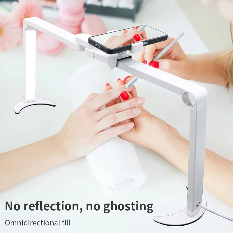 Demi-lune LED pour Extension de cils, pliable, gradation, chaud/blanc, lampe de bureau de beauté pour lecture, tatouage, manucure, Clip de téléphone Li