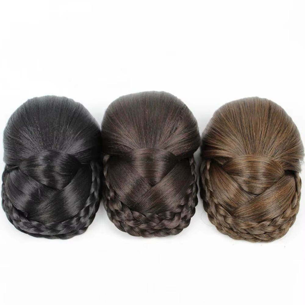 Extension de cheveux naturels pour femmes, faux chignon, chignon tressé, postiche de mariée, accessoires pour filles, Hanfu