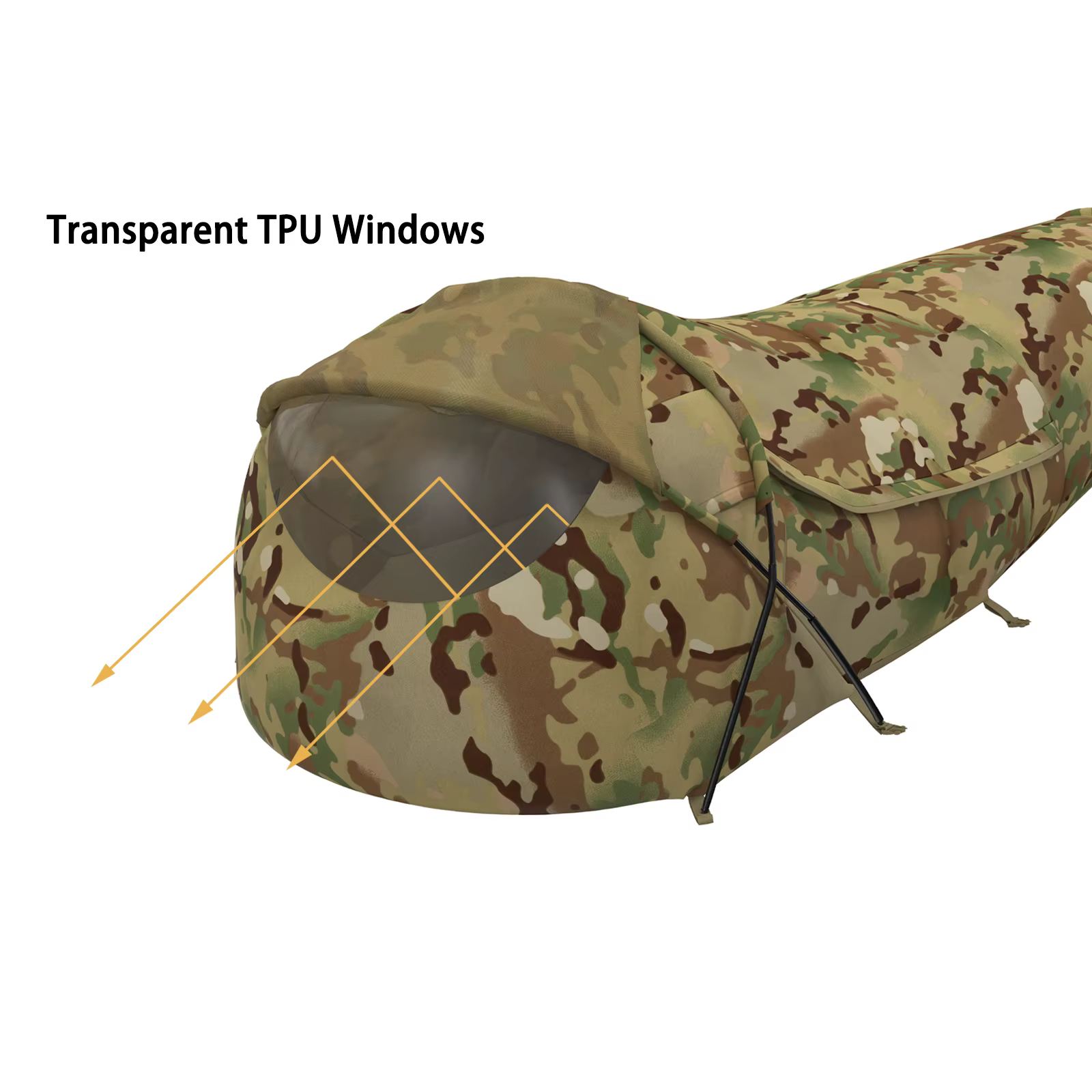 Tente de bivouac militaire MT Military Hideaway Bivy Cover Stealth Compact à poteau unique avec anse pour sac de couchage modulaire avec moustiquaire intégrée