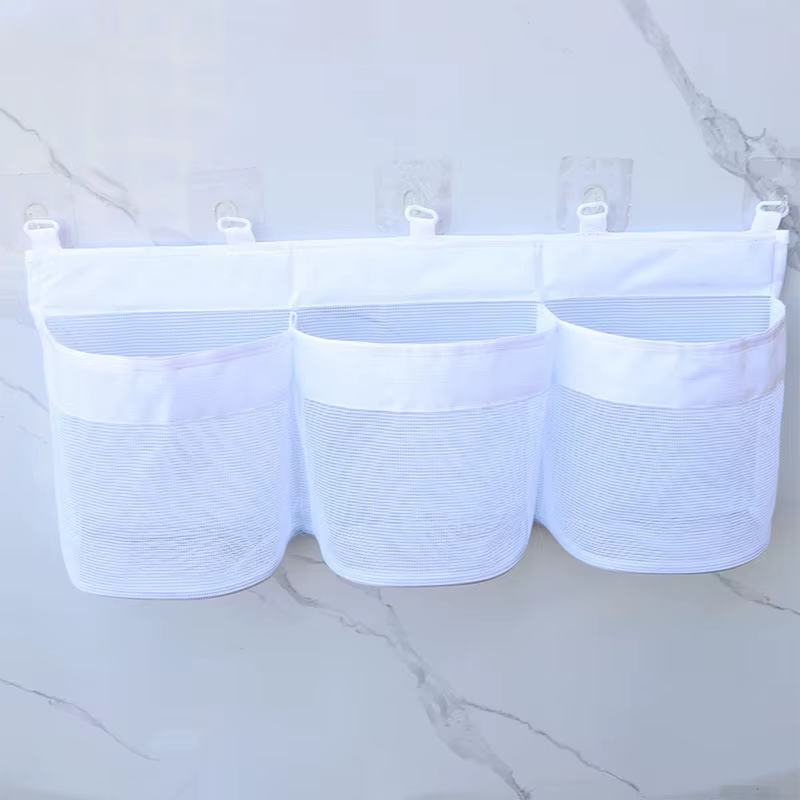 Sac de rangement pour salle de bain, sac mural multi-compartiments de grande capacité pour jouets, sac en maille imperméable, respirant et anti-moisissure