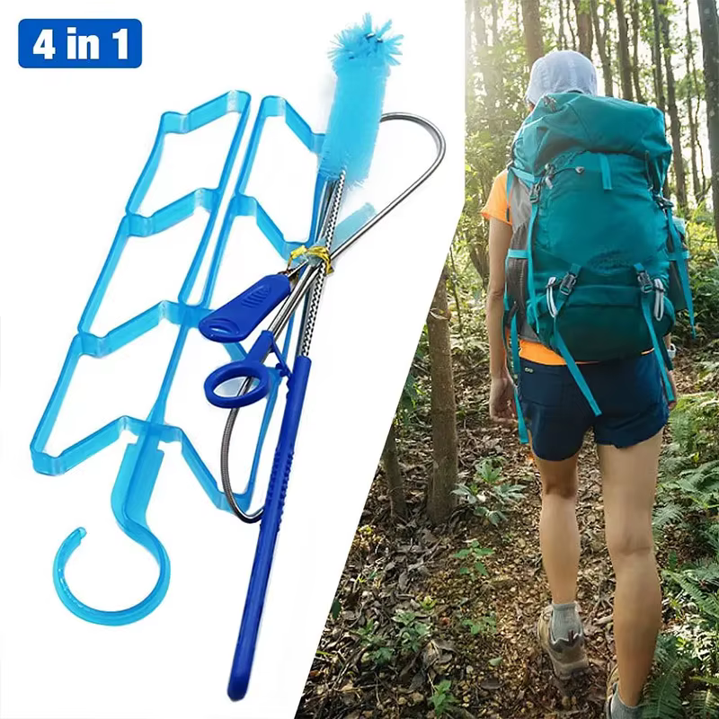 Kit de nettoyage de vessie d'eau d'hydratation 4 pouces, outil de nettoyage de sac d'eau multifonction, outils de Camping en plein air pour vessies d'eau