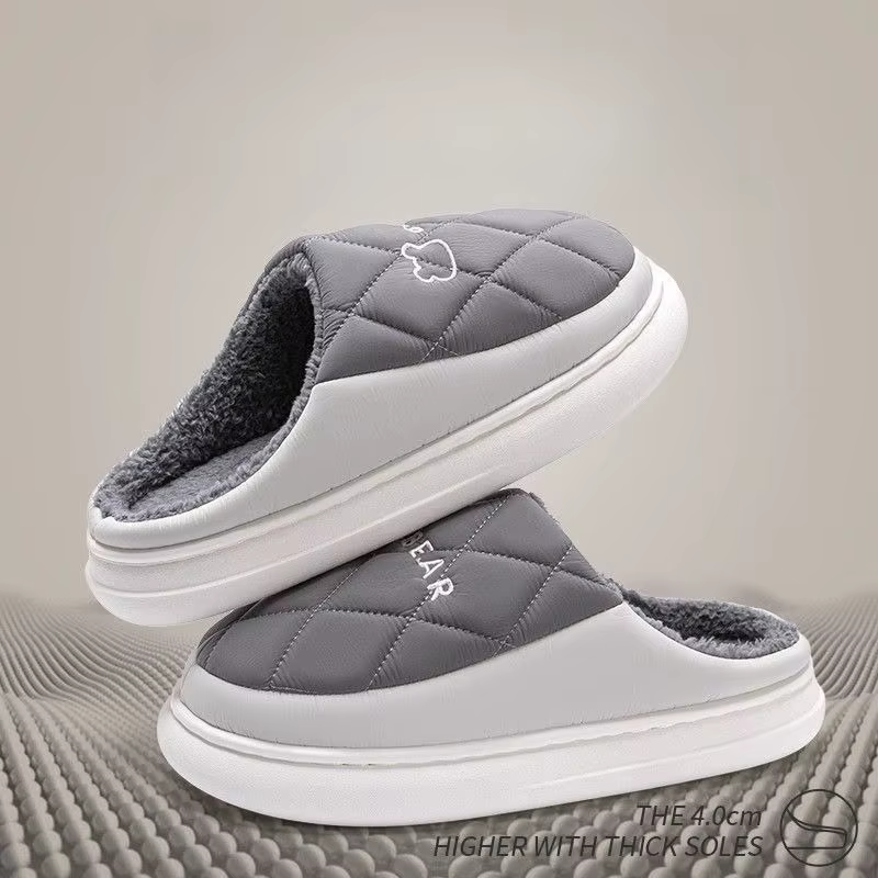 Pantoufles imperméables d'hiver 2025 pour hommes – Chaussures de maison à semelle épaisse ultra douce, chaussons d'intérieur antidérapants avec confort en mousse à mémoire de forme