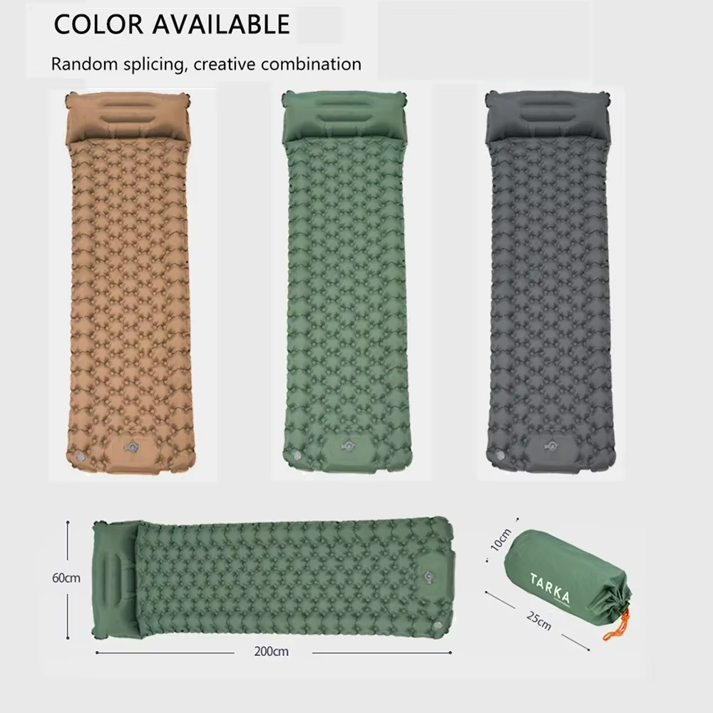 TARKA – matelas gonflable d'extérieur, tapis de Camping, Chusion d'air auto-gonflant de 2m de Long, coussinets de couchage épissables pour voyage de randonnée sauvage