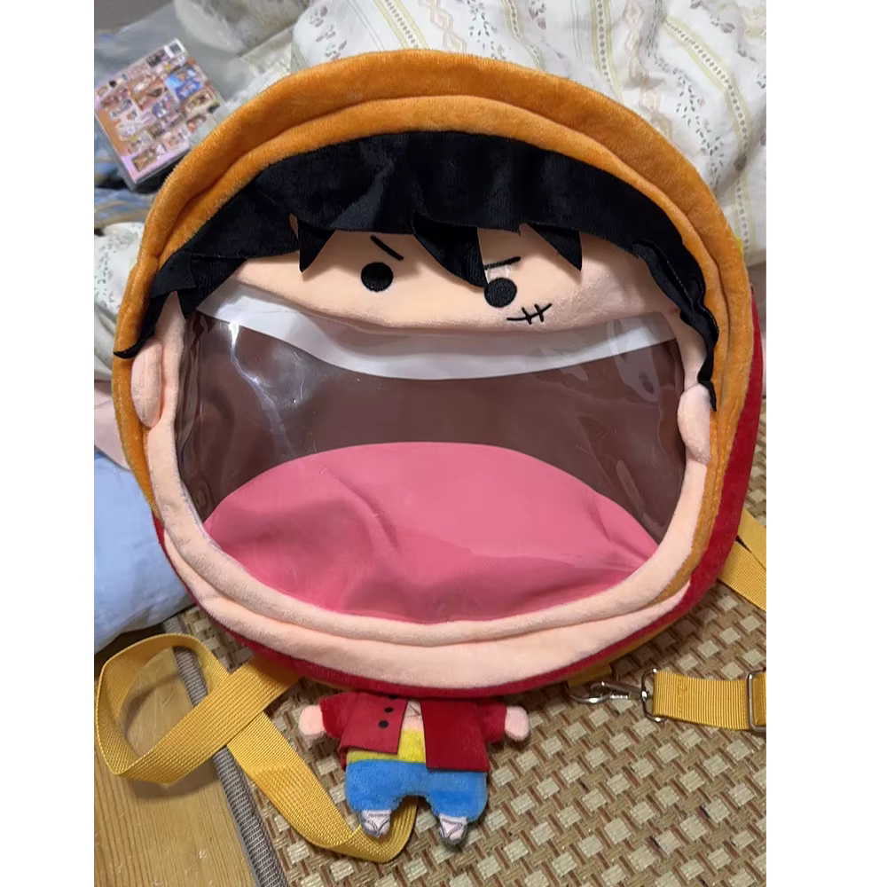 Sac à dos One Piece Anime Big Mouth Luffy pour couples, sac messager transparent Itabag, sac à bandoulière dessin animé, cadeau d'anniversaire