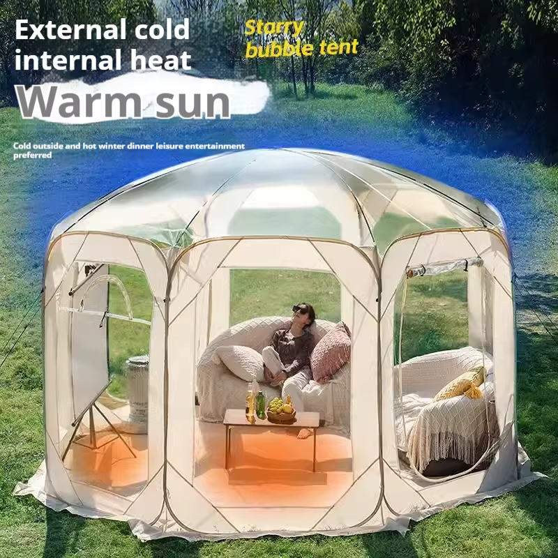 Tente transparente sphérique pour camping en plein air, ciel étoilé, maison à bulles, salon de soleil quatre saisons, restauration, ySigned, nuit