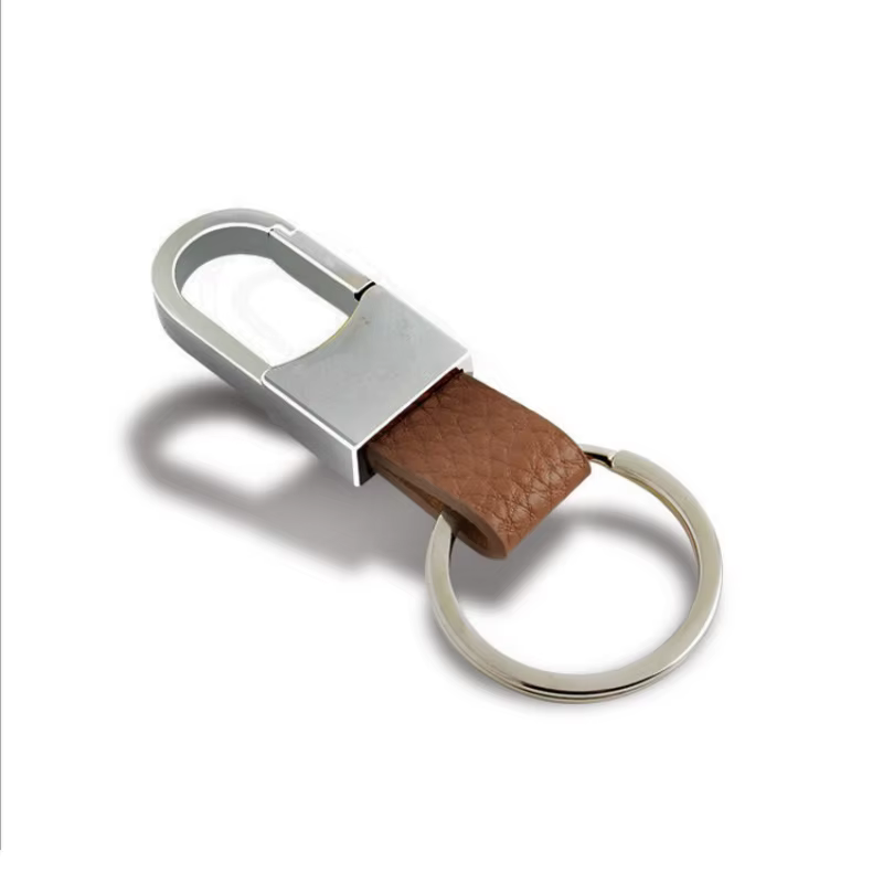 Porte-clés minimaliste en cuir pour hommes, marron, noir, élégant, Durable, accessoire à la mode, cadeau pour lui, support métallique, pendentif, nouvelle collection
