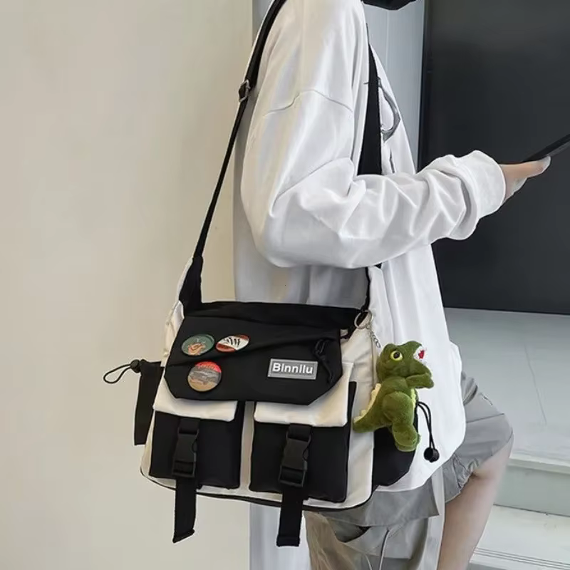Harajuku hommes sacs à bandoulière en Nylon pour femmes Sac de messager filles école livre sacs jeunesse toile sacs à main Sac à bandoulière Sac Bolsas