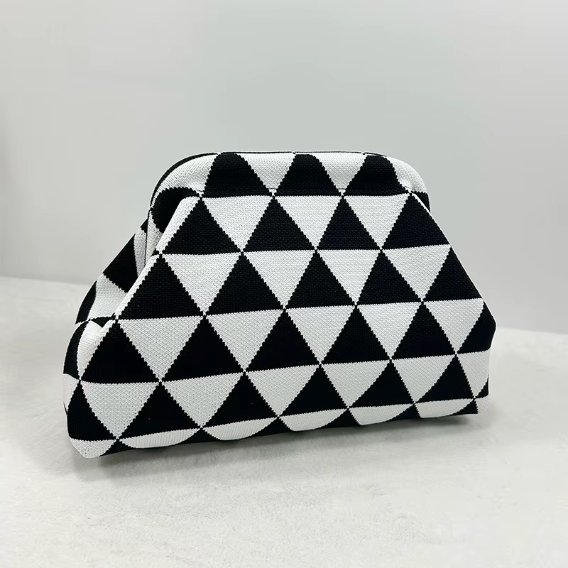 Sacs à main tissés au Crochet pour femmes, pochette de plage d'été, sacs à main tricotés, pochette de boulettes froncée, mignon nuage décontracté, sac Colorblock