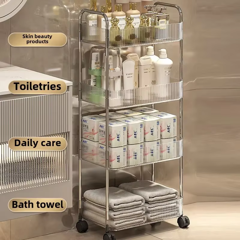 Étagère Mobile avec roue, support de rangement, chariot roulant en acrylique Transparent, chariot de maison pour collation, organisateur d'articles cosmétiques divers
