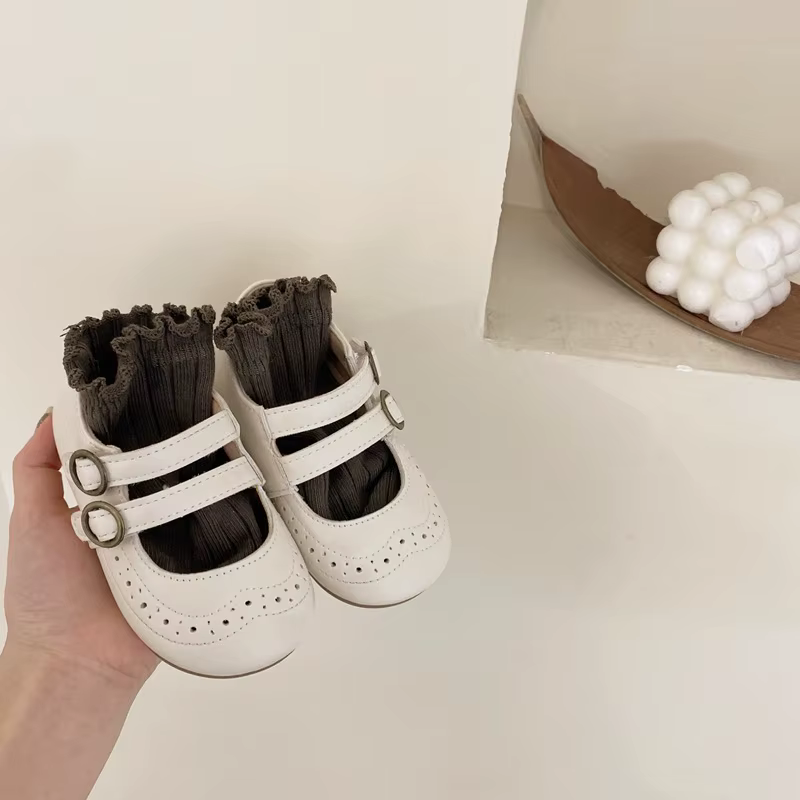 Chaussures en cuir souples coordonnantes pour filles, chaussures polyvalentes pour enfants, chaussures de princesse rétro, chaussures astronomiques pour enfants, Mary Janes, printemps, automne, nouvea