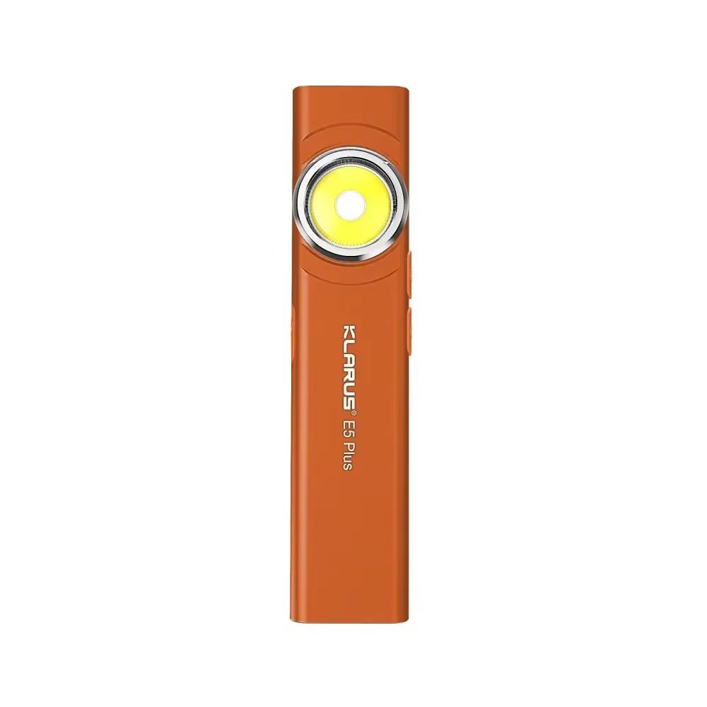Lampe torche EDC magnétique ultra-mince à triple lumière rechargeable TYPE-C E5-PLUS Klarus avec batterie intégrée de 500 mAh