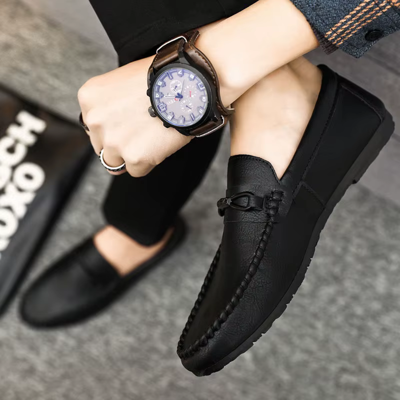 Mocassins à enfiler pour hommes, chaussures de conduite décontractées, fond souple, respirant, Style coréen, bout rond, en cuir, offre spéciale d'été...