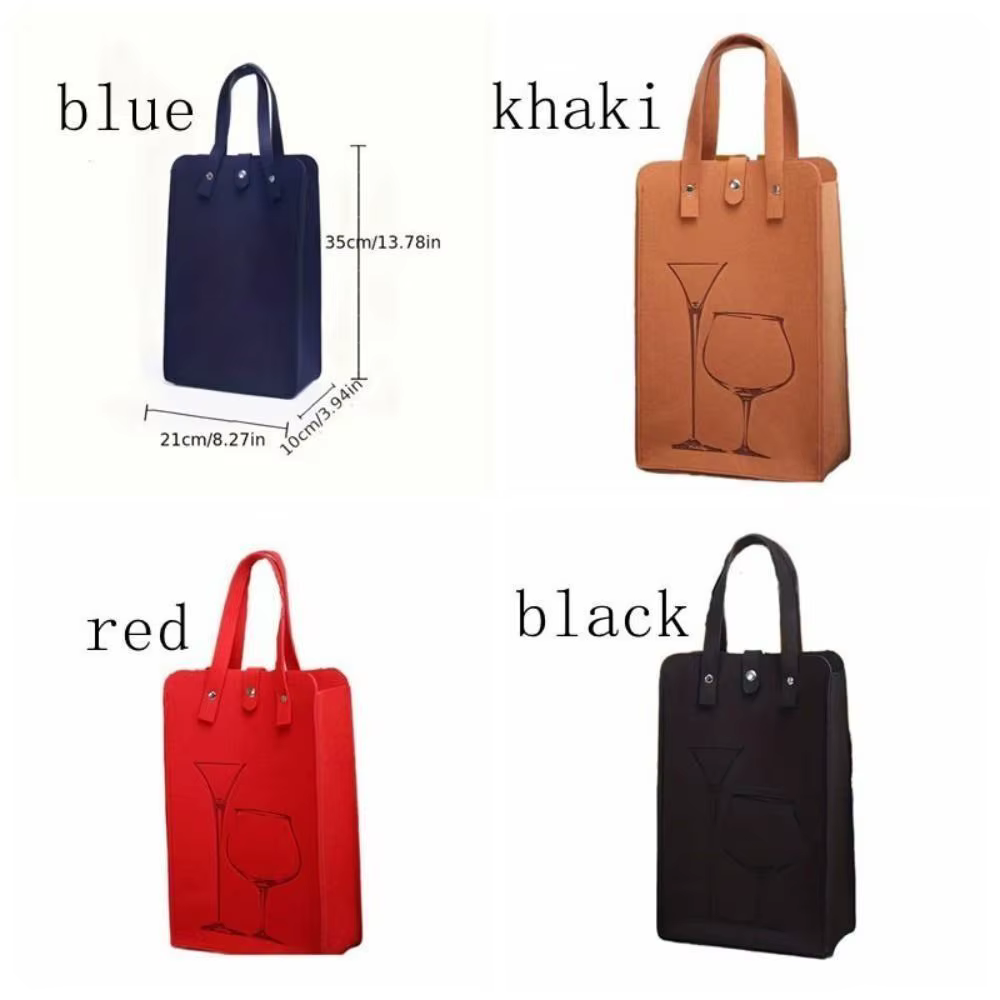 Sac à vin rouge en feutre portable