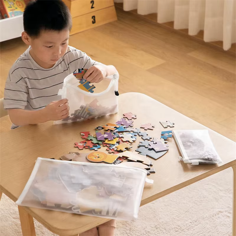 Sac de rangement pour jouets de puzzle, grande capacité, lavable, sac en maille transparente suspendu, fermeture éclair pour classification et tri des Lego pour enfants