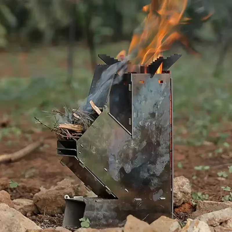 Poêle à bois de Camping pliable en plein air
