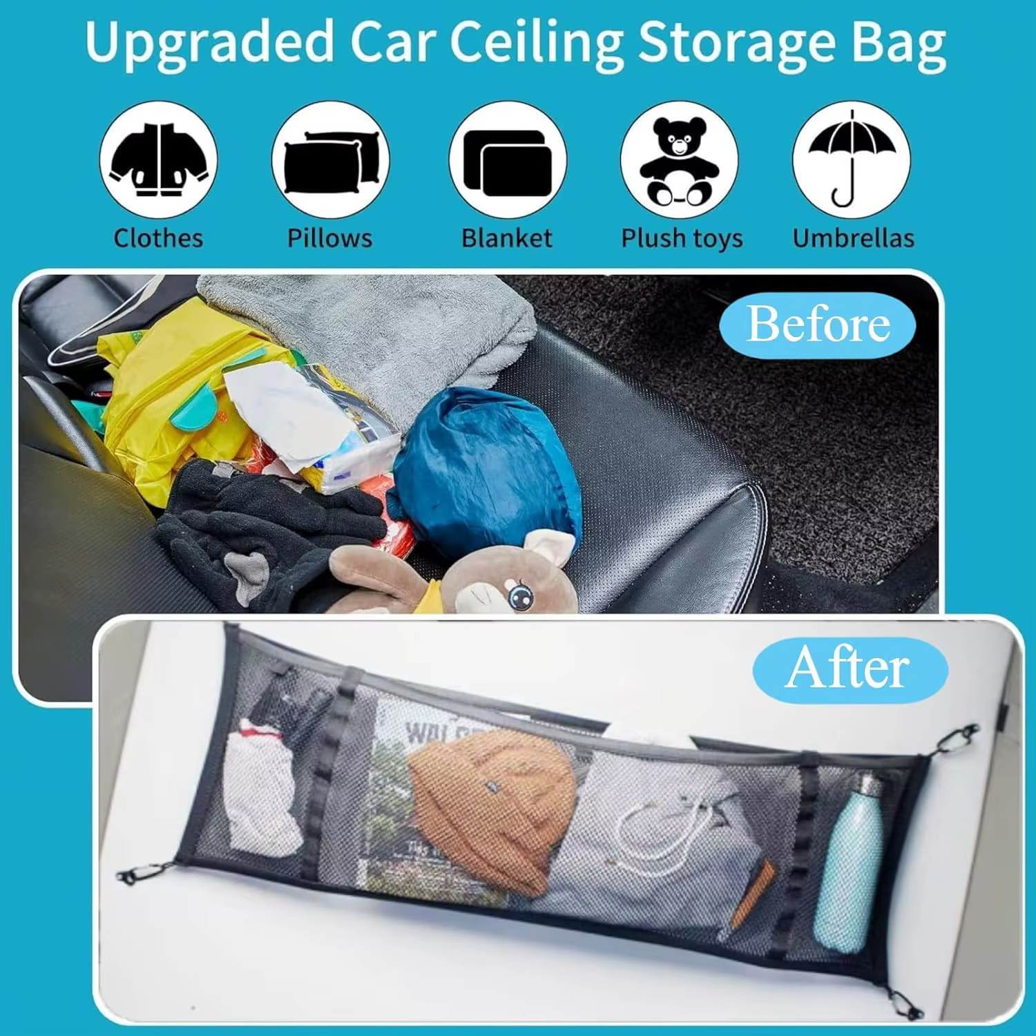 Sac de rangement en maille pour toit de camping-car