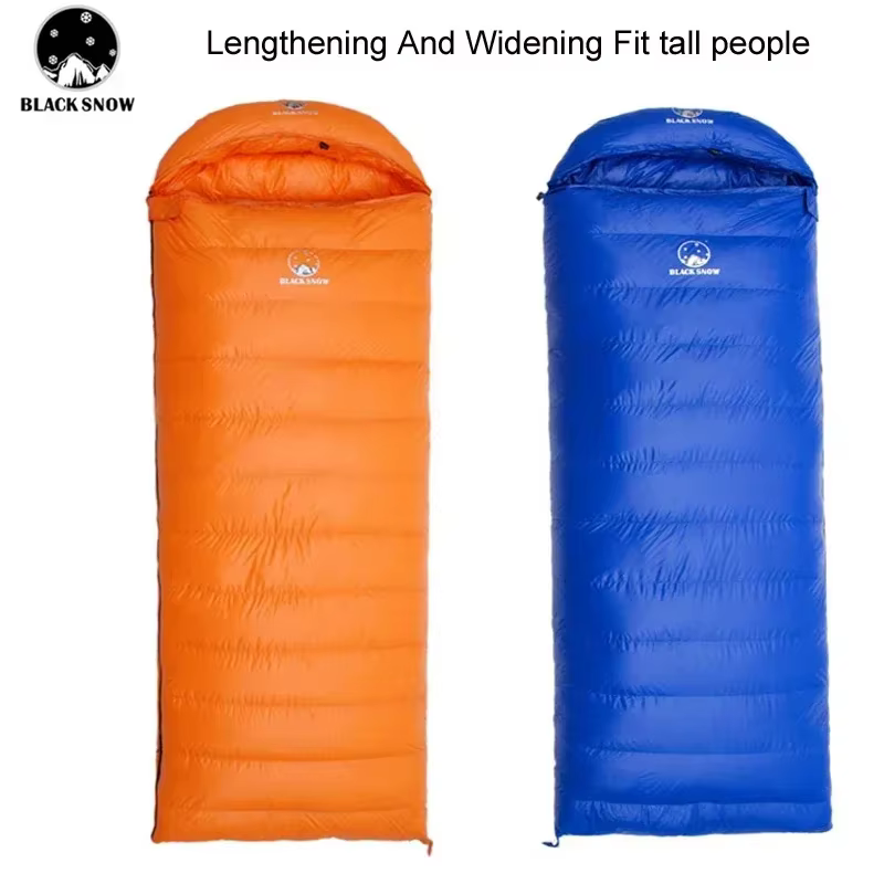 Sacs de couchage thermiques en duvet d'oie blanche, taille 220x85cm, allonge et élargi, adaptés aux personnes hautes, bonne qualité, Camping