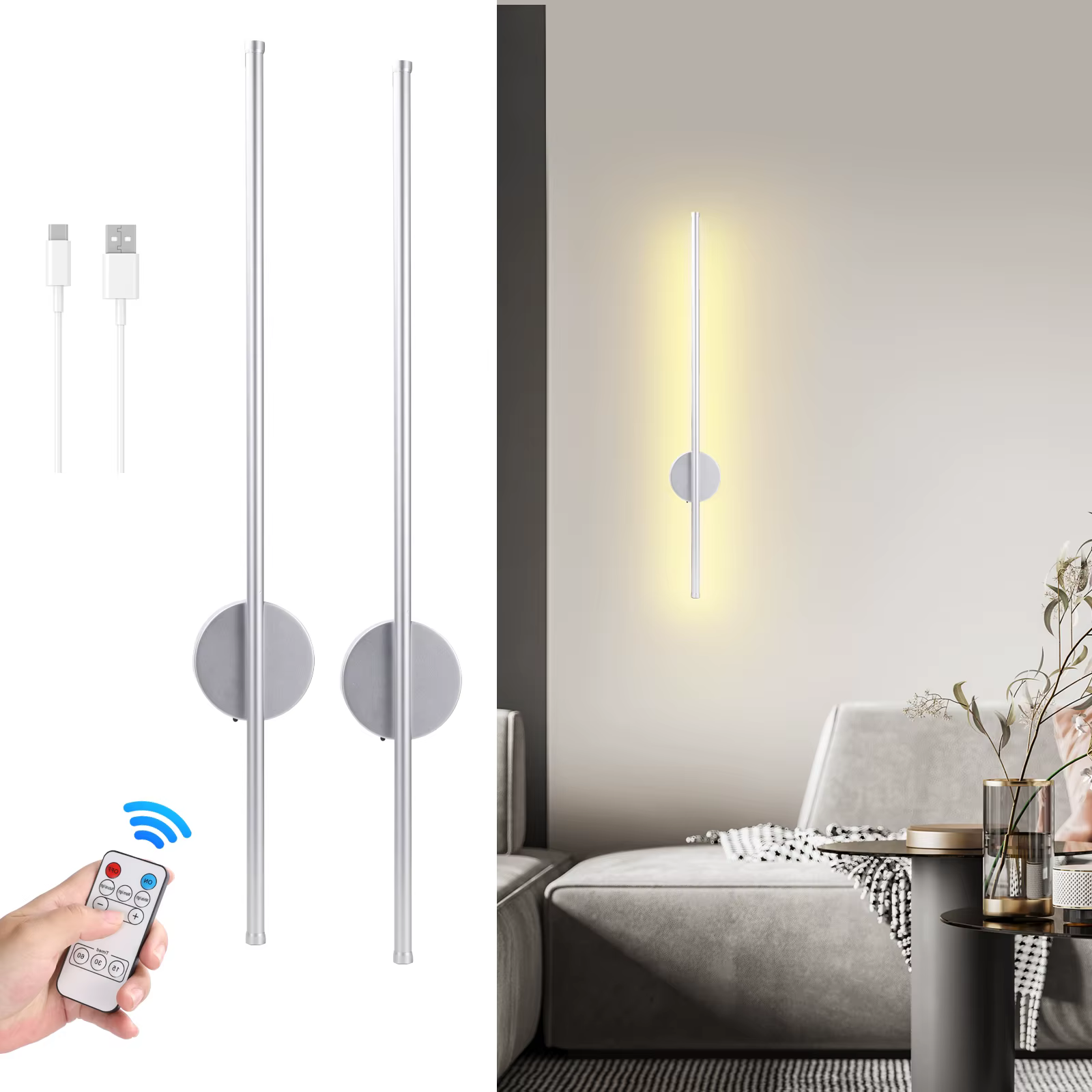 Lampe murale LED Rechargeable par USB