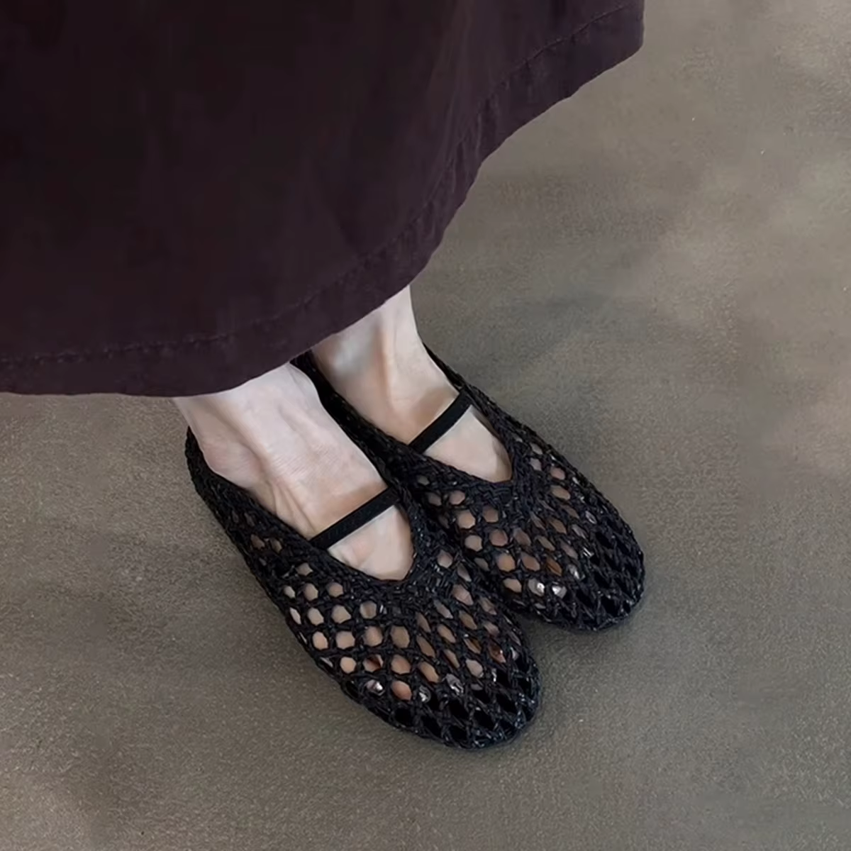 Ballerines élastiques à tissage creux pour femmes